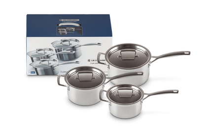 3-ply Stainless Steel 3-piece Saucepan Set