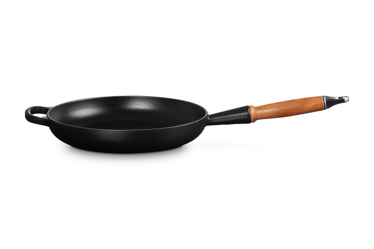 Cast Iron Frying Pan with Wooden Handle