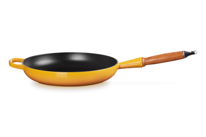 Cast Iron Frying Pan with Wooden Handle