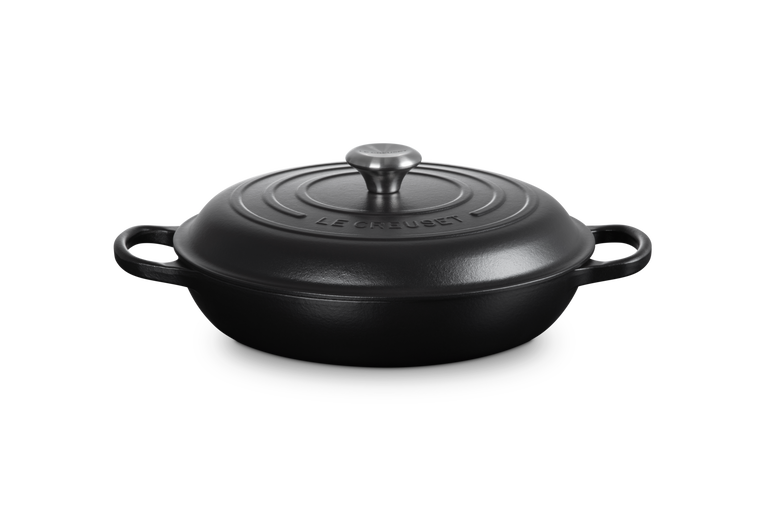 Cast Iron Shallow Casserole with Black Interior