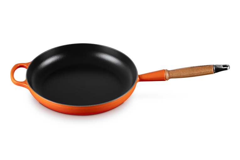 Cast Iron Frying Pan with Wooden Handle