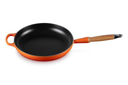 Cast Iron Frying Pan with Wooden Handle