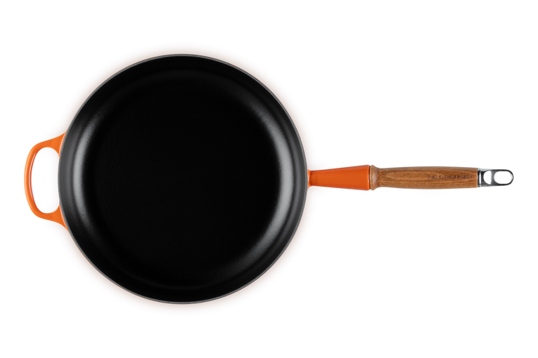 Cast Iron Frying Pan with Wooden Handle
