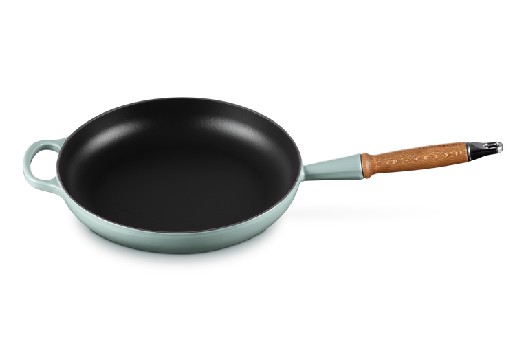 Cast Iron Frying Pan with Wooden Handle