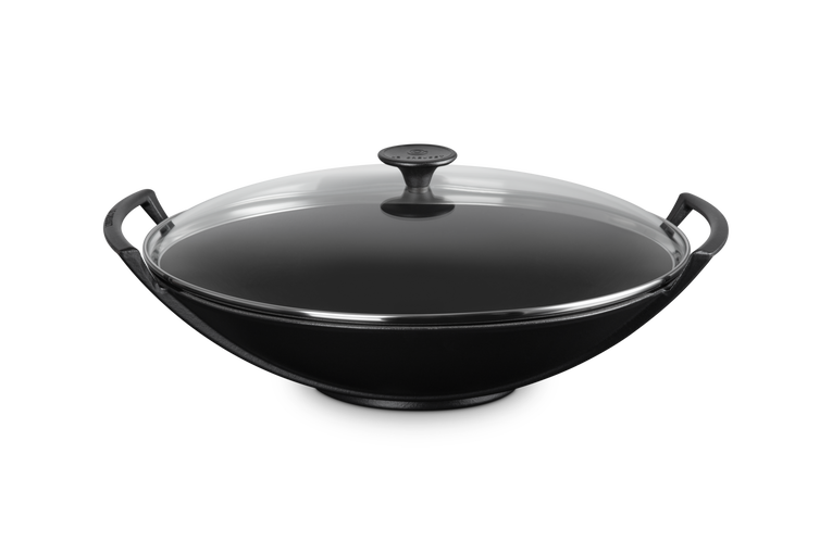 Cast Iron Wok with Glass Lid