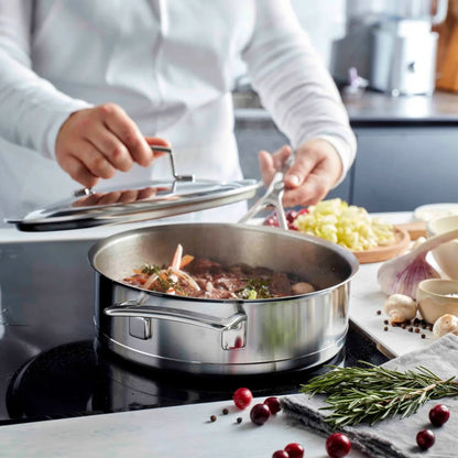 Demeyere Silver 7 Hapjespan / Sauteerpan dubbelwandig deksel