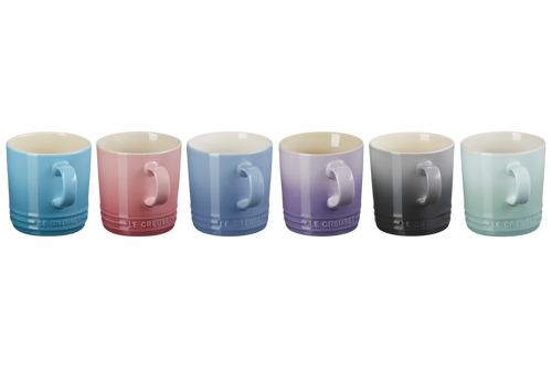 Stoneware Pastel Set of 6 Mugs